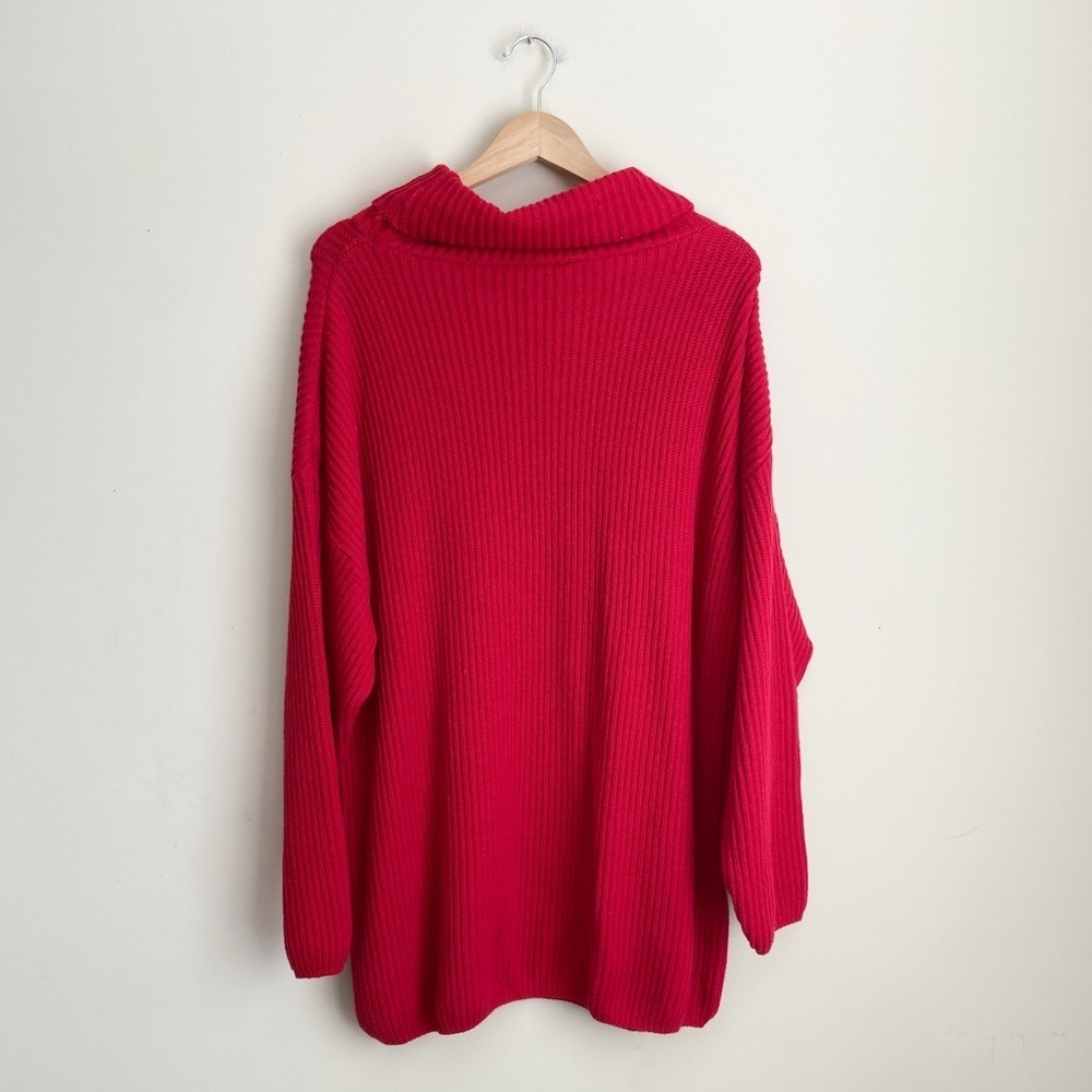 Cozy Red Chunky Turtleneck Knit Sweater - Picture 6 of 6